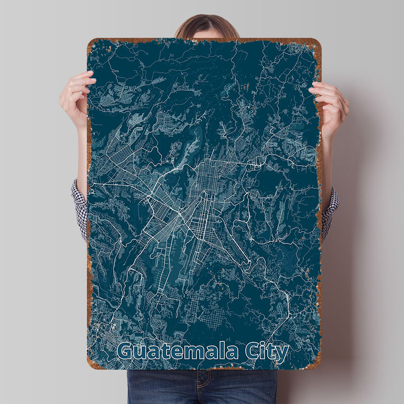 Custom Map Poster - Poster Peta Kota Guatemala dari Plat